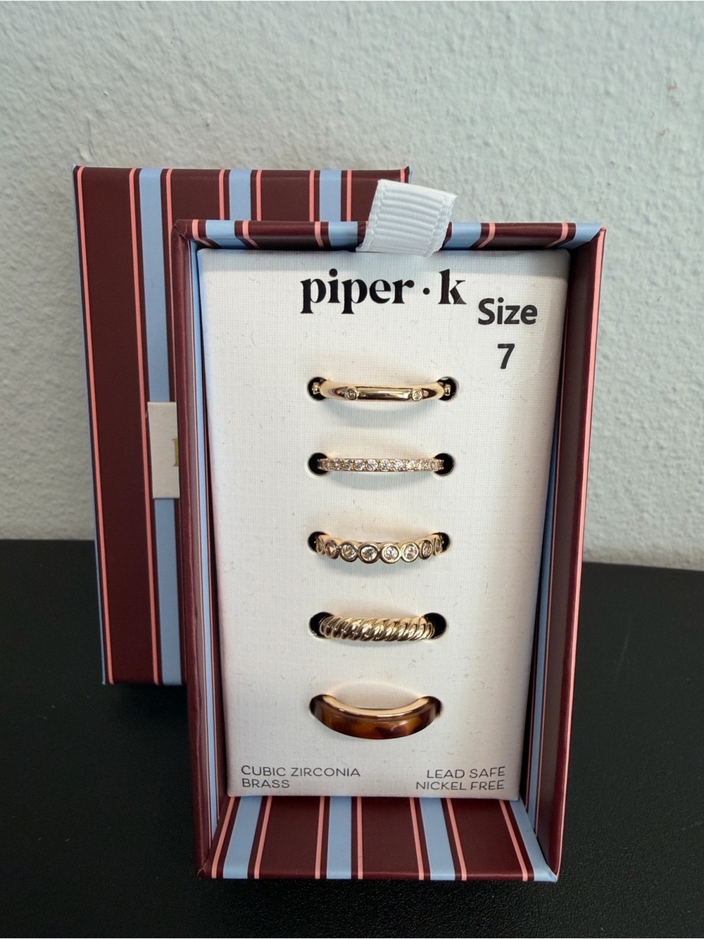 Piper K | Stackable Cubic Zirconia Tortoise Ring Set | Size 7